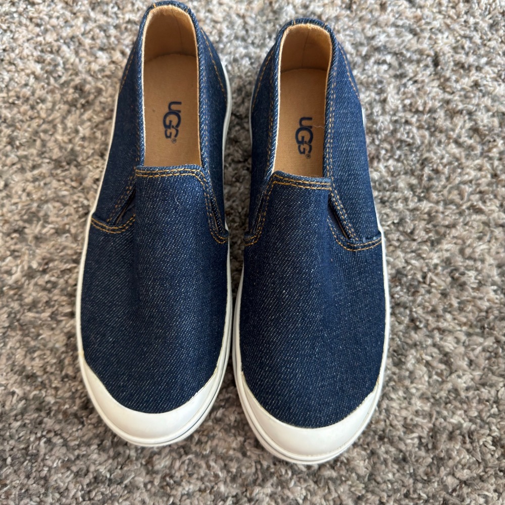 UGG Kids Jolee Denim Slip On Sneakers Dark Wash Indigo Blue Loafers 1011849K 13